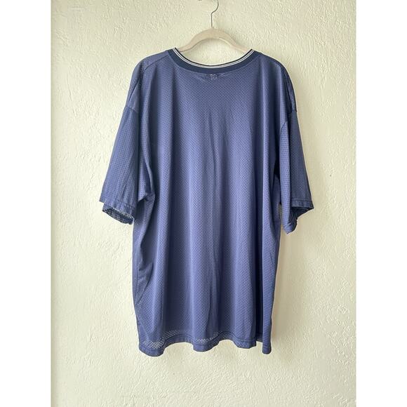 Vintage NIKE Swoosh Mini Logo Mesh Jersey Shirt Mens 2X Blue Made in the USA - Picture 2 of 10